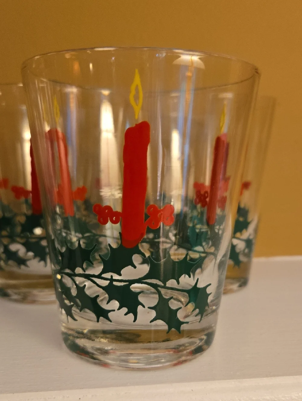 Vintage Holiday Candle Highball Glasses - Set of 8
